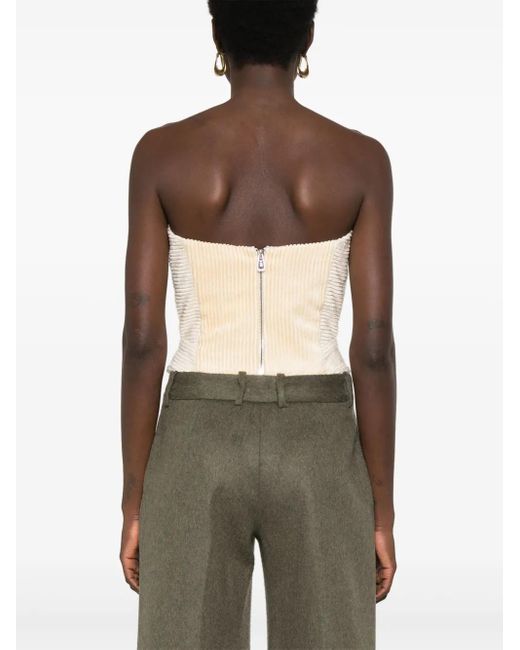 Ermanno Scervino Natural Ribbed Velvet Bustier Top