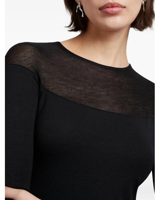 MARCELLA Black Pearl Sheer-Panel Top