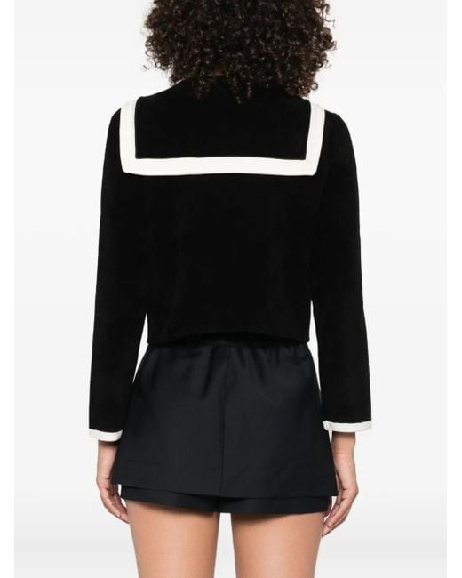 Maje Black Cardigan mit Kontrastbesatz