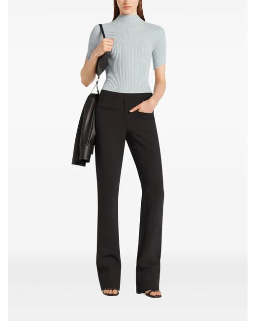 Courreges Gray Ribbed Short Sleeve Top
