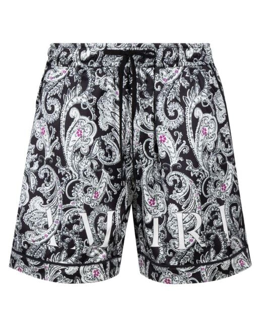 Amiri PJ "Black" Shorts mit Paisley-Print in Gray für Herren