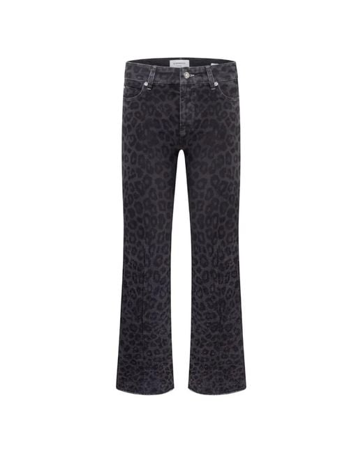 Cambio Blue Francesca Leopard-Print Jeans