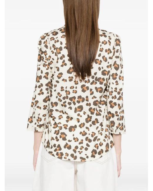 Marella White Leopard-Print Shirt