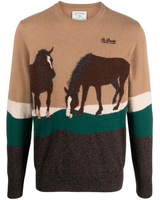 Mc2 Saint Barth Gray Donegal Riding Crew Neck Jumper for men