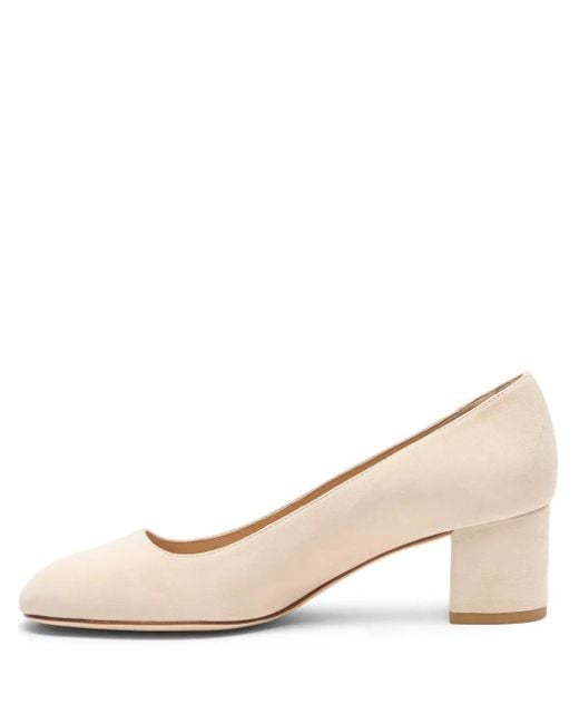 Stuart Weitzman Natural 50Mm Maeve 50 Block-Heel Suede Pumps