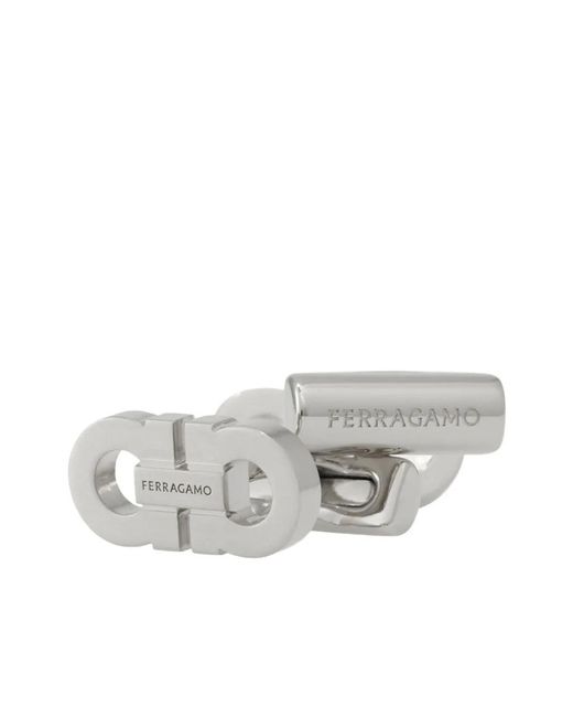 Ferragamo White Double Gancini Cufflinks for men