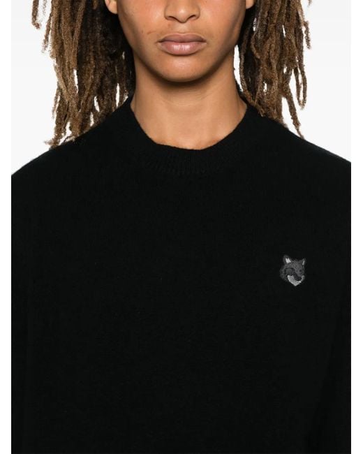 Maison Kitsuné Black Chillax Fox Wool Jumper for men