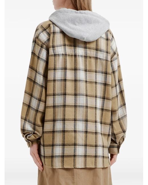 Chocoolate White Hooded Check-Pattern Jacket