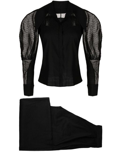 Saiid Kobeisy Black Point D'spirit Mesh Panelled Trouser Suit