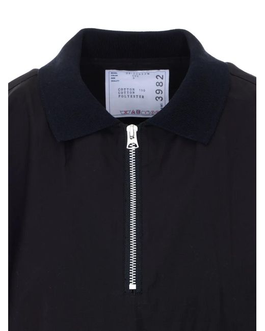 Sacai メンズ ブルー ジップ ショートスリーブ ポロシャツ 【公式通販】