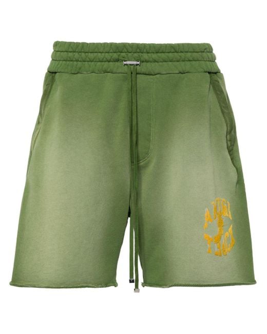 Amiri Green Logo-embellished Cotton Track Shorts for men