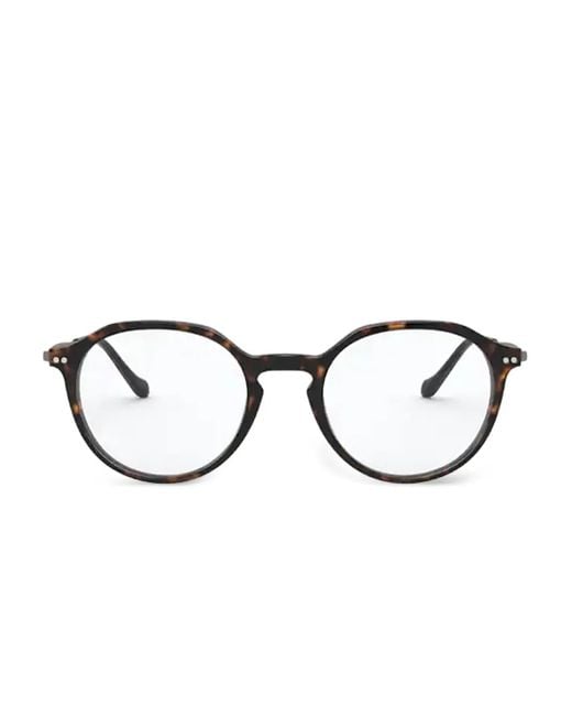 メンズ Giorgio Armani トータスシェル ラウンド眼鏡フレーム Brown