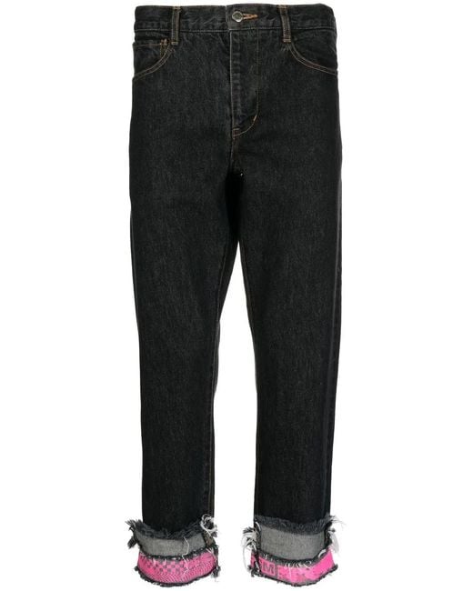 Jeans Crop Con Design Patchwork di Facetasm in Black da Uomo