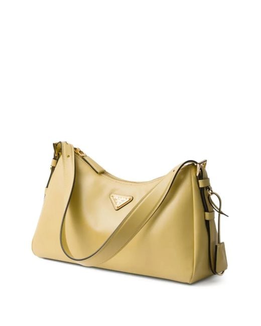 Prada Natural Medium Aimée Leather Shoulder Bag