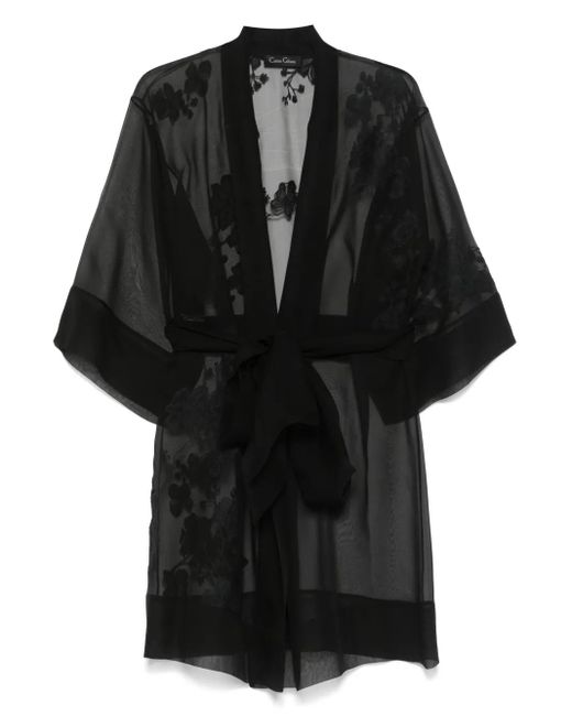 Carine Gilson Black Lace-Detail Organza Robe