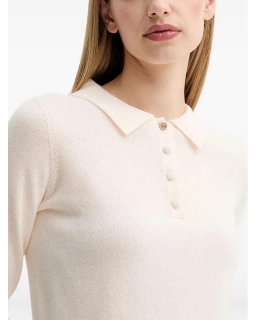 Fracomina White Button-Placket Polo Top