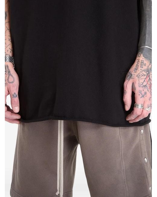 Rick Owens Black Jumbo Ss Graphic-Print Raw-Cut T-Shirt for men