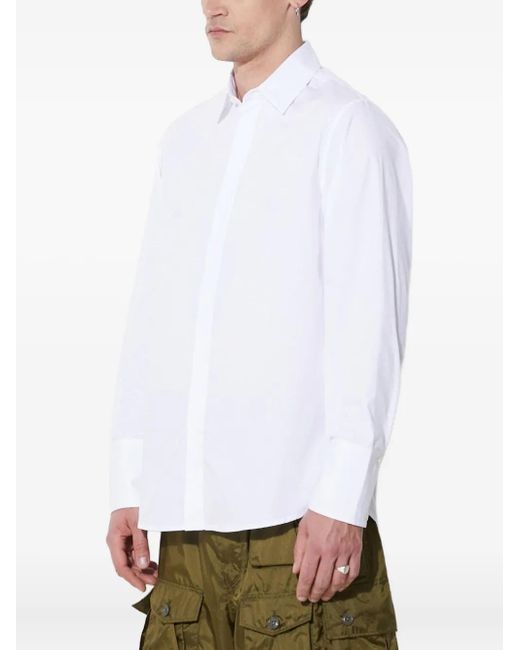 424 White Long-Sleeved Button-Up Shirt for men