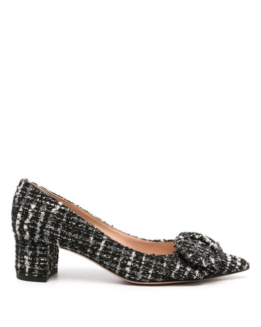 Gianvito Rossi Black And White Buckle Detail Tweed Pumps