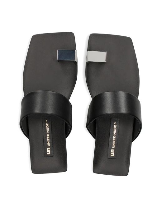 United Nude Black Loop Toe Lo Square-Toe Sandals