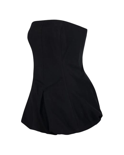 LAMRONS Black Strapless Bubble-Hem Top