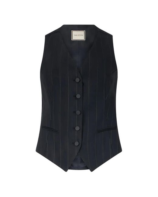 Tagliatore Blue Pinstripe Button Vest