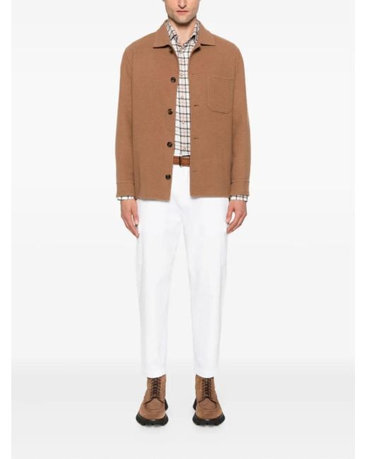 Eleventy Brown Button-Fastening Patch-Pocket Jacket for men
