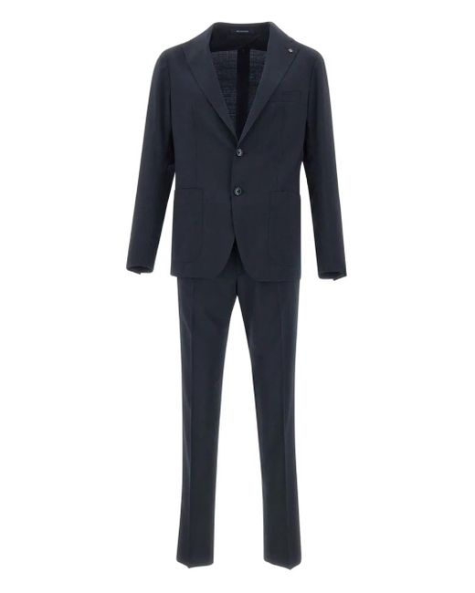 Tagliatore Blue Brooch-Detail Suit for men
