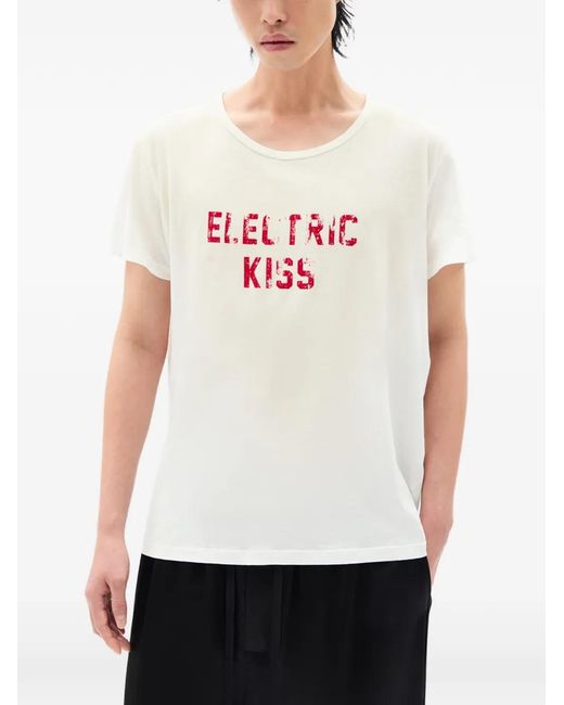 Ann Demeulemeester White Idar Cropped Standard Fit T-Shirt With Electric K for men