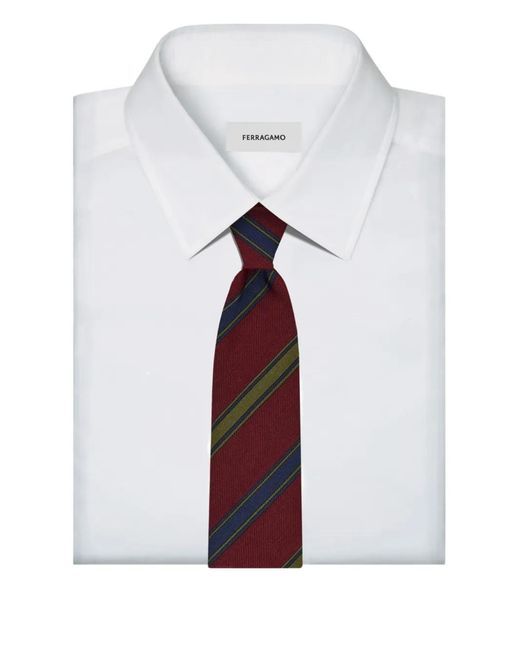Ferragamo Red Cravate Rayée À Logo En Jacquard for men