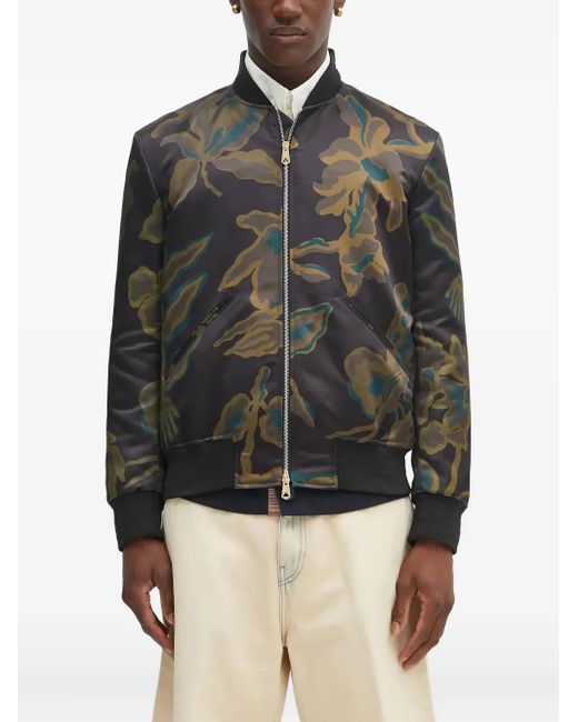 メンズ Paul Smith フローラル ボンバージャケット Black