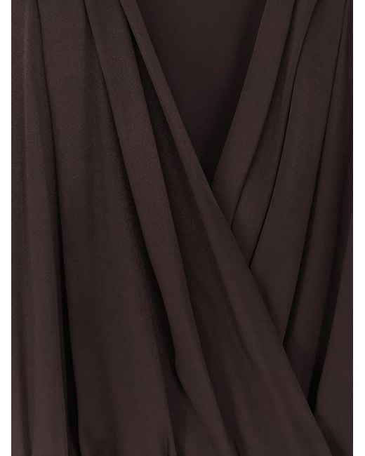 Semicouture Brown Button Wrap Silk Shirt
