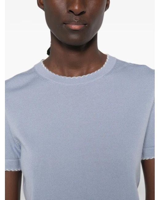 Tory Burch Gewelfde Wollen Top in het Blue