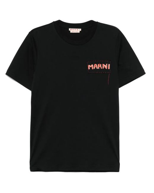 Marni Black T-Shirt With Logo for men
