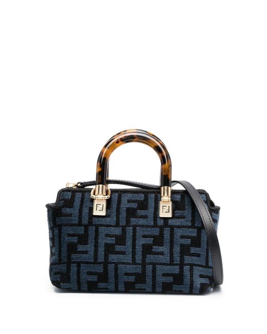 Fendi Blue By The Way Boston Ff Logo Mini Bag