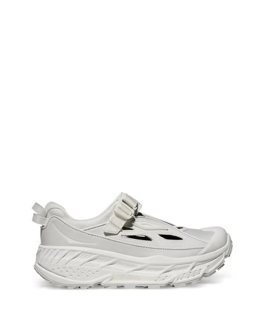 Hoka One One White Stinson Breeze Buckle-Fastening Sneakers