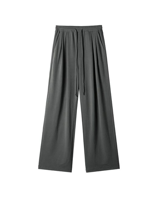 B+ AB Gray Drawstring-Fastening Pleated Palazzo Pants