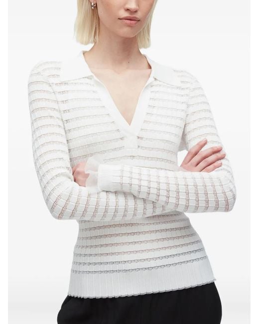 3.1 Phillip Lim White Ribbed-Knit Polo-Neck Top