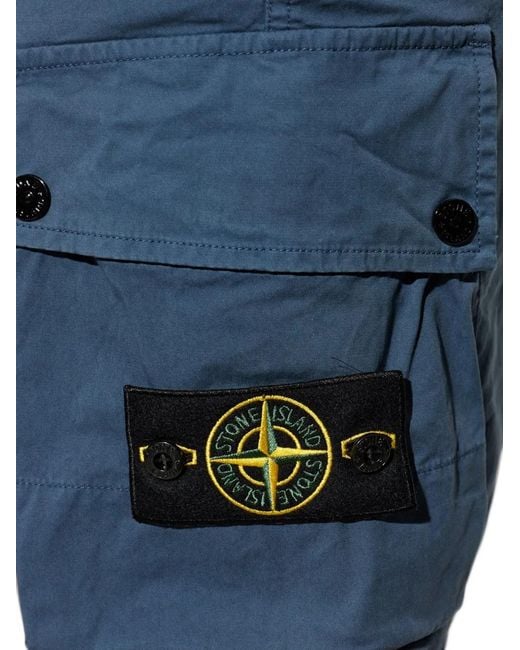 Stone Island Blue Stretch Twill Shorts for men