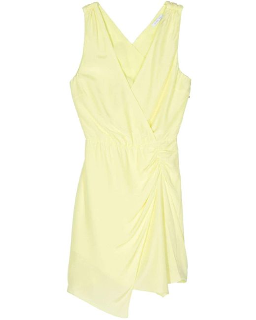Patrizia Pepe Yellow Gathered Asymmetric Mini Dress