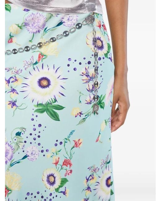 Rabanne Green Floral Chain Skirt