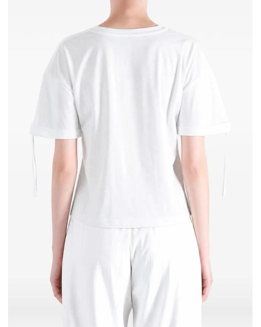 Givenchy White Logo-Embroidered Sleeve-Detail T-Shirt