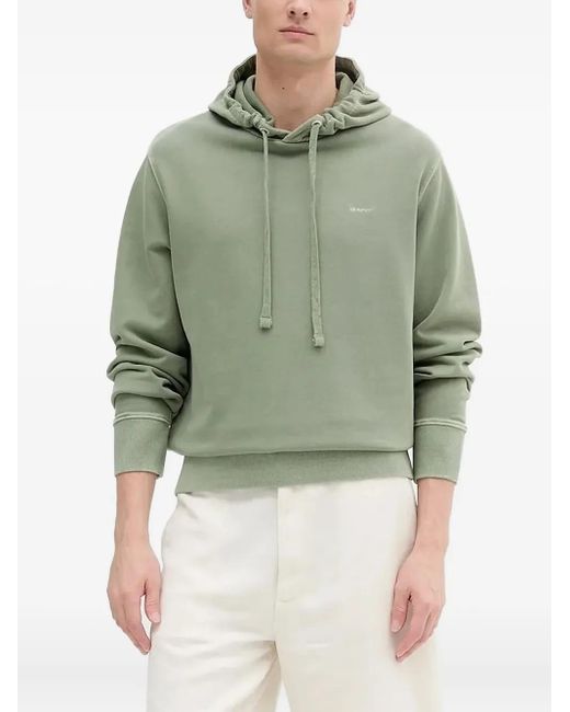 Felpa Con Cappuccio E Logo di Gant in Green da Uomo