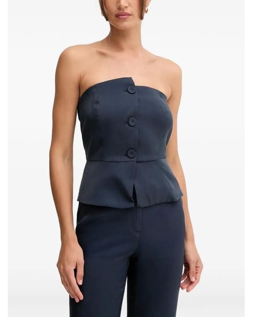 Pedro Del Hierro Madrid Blue Strapless Top