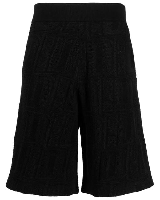 DSquared² Black Logo-Print Waffle-Knit Shorts for men