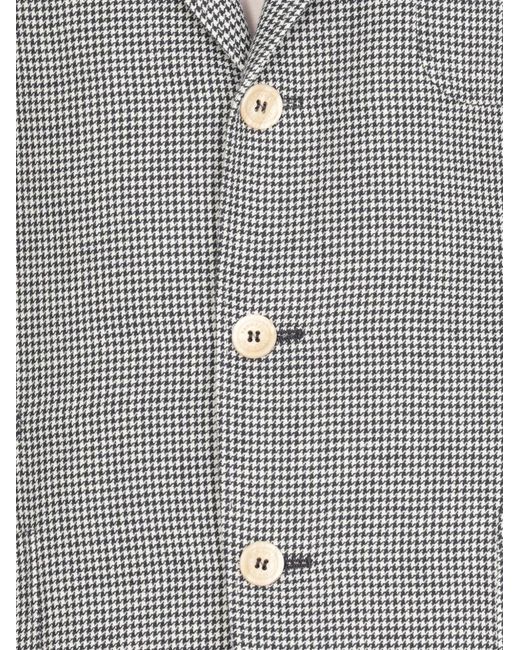 Brunello Cucinelli Gray Pied-De-Poule Linen Blazer for men