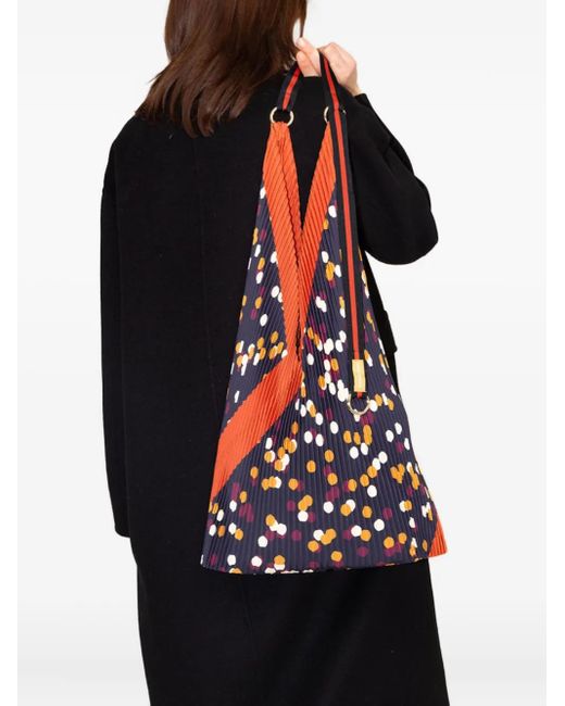 MULTITUDES BAGS Red Valeria Pleated Polka-Dot Shoulder Bag