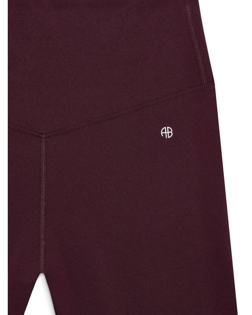 Anine Bing Red Logo-Plaque Leggings