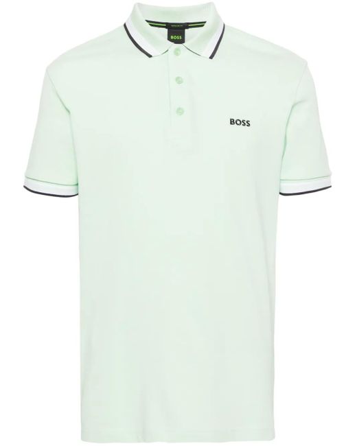 Boss Green Logo-Embroidered Cotton Polo Shirt for men