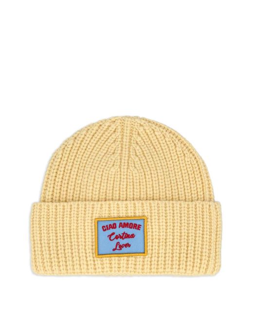 Giada Benincasa Natural Gerippte Beanie mit Patch